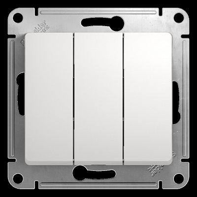 Выключатель трехклавишный белый SE Glossa GSL000131