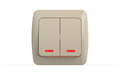 Выключатель двухклавишный с/п EL-BI ALSU кремовый 504-010300-203