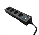 Розеточный блок 4-х местный + 3 USB Werkel W6514944 черный a051459