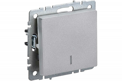 Выключатель одноклавишый с подсветкой IEK Brite ВС10-1-1-БрА алюминий BR-V10-1-10-K47