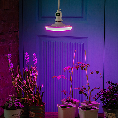 Лампа светодиодная для растений Uniel cпектр для рассады и цветения LED-U150-16W/SPSB/E27/FR PLP30WH