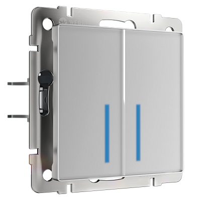 Сенсорный выключатель двухклавишный Werkel серебряные a057681