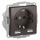 Розетка с 2xUSB SE AtlasDesign мокко ATN000630
