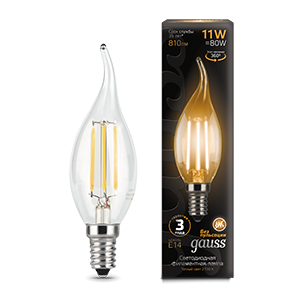 Лампа Gauss Filament Свеча на ветру 11W 810lm 2700К Е14 LED 104801111