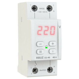 Реле напряжения RBUZ D2-40 red 40A (max 50A) 8800BA c индикацией