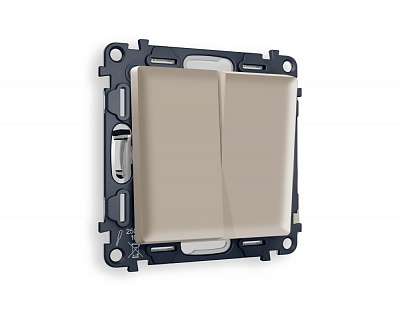 Комплект механизма 2-клавишного выключателя ALFA MA363010 Серо-бежевый матовый QUANT