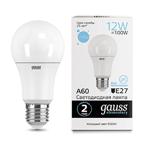 Лампа Gauss Elementary A60 12W 1170lm 6500K E27 LED  23232