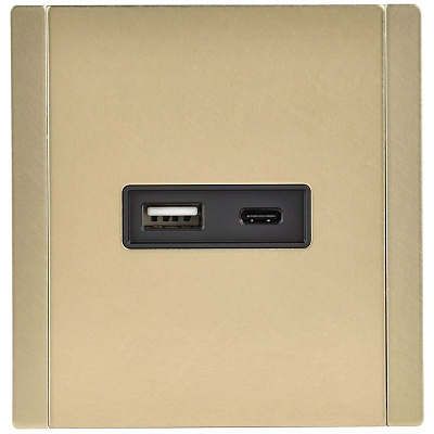 Розетка USB A+C 3,1А IEK FORTE&PIANO FP650M FP-U22-D31-M-K37 металл шампань
