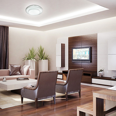 Светильник настенно-потолочный LED Sonex FLOORS 76Вт 3000/4000/6000K D450 IP43 CCT 2041/ELN 197 пластик белый прозрачный