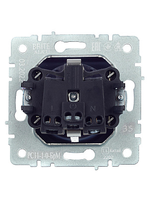 Розетка с заземлением IEK Brite РС11-1-0-БрМ маренго BR-R11-16-K35