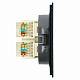 Розетка компьютерная 2-местная RJ-45 (механизм), STEKKER Мия, RST00-3111-05, черный бархат