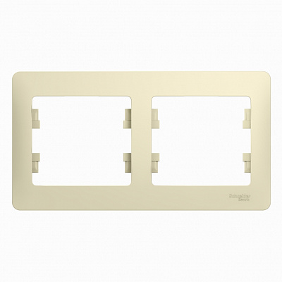 Рамка для розетки на 2 поста бежевая SE Glossa GSL000202