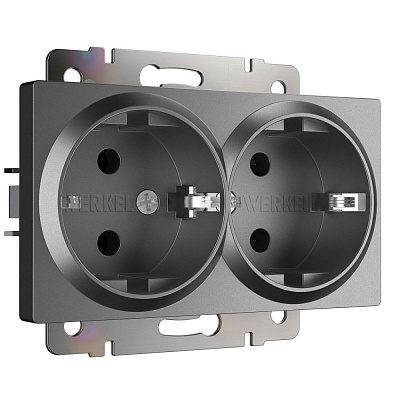 Розетка двойная с заземлением Werkel графит матовый a063107