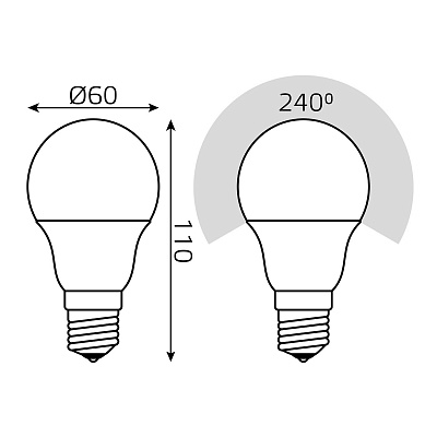 Лампа Gauss A60 11W 990lm 6500К E27 диммируемая LED 102502311