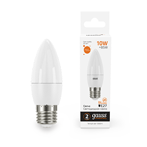 Лампа Gauss Elementary Свеча 10W 750lm 3000K E27 LED 30210 (3 шт)