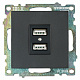 Розетка USB 2-местная (механизм), STEKKER Катрин GLS10-7115-05, 250B, 2,1А, черный