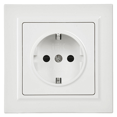 Розетка с заземлением и защитными шторками IEK Brite РСР14-1-0-БрБ белый BR-R14-16-K01-F