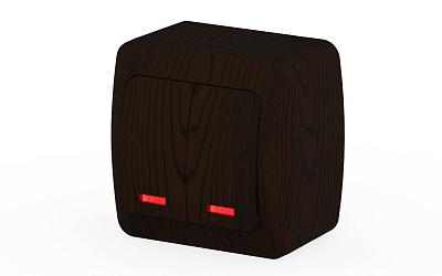 Выключатель двухклавишный с/п EL-BI ALSU орех 504-010400-203