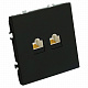 Розетка компьютерная 2-местная RJ-45 (механизм), STEKKER Эмили, RST00-5111-05, черный уголь, soft touch