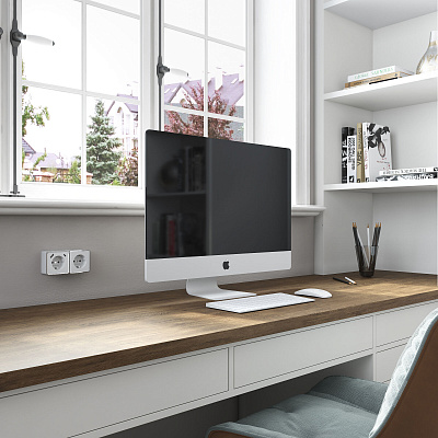 Розетка с заземлением и USB Werkel Gallant белые a057698