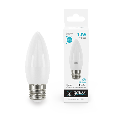 Лампа Gauss Elementary Свеча 10W 750lm 4100K E27 LED 30220 (2 шт)