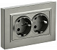 Розетка двойная с заземлением IEK Brite РС12-3-БрШ шампань BR-R21-16-K37-F