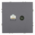 Розетка TV + компьютерная RJ-45 (механизм), STEKKER Эмили, RST00-5106-10, платиново-серый, soft touch