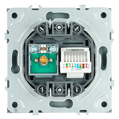 Розетка TV + компьютерная RJ-45 (механизм), STEKKER Эмили, RST00-5106-10, платиново-серый, soft touch
