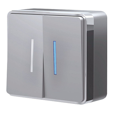 Выключатель двухклавишный с подсветкой Werkel Gallant серебряные a052770