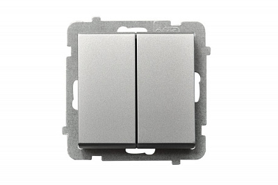 Выключатель двухклавишный Ospel Sonata серебро матовое LP-2R/m/38