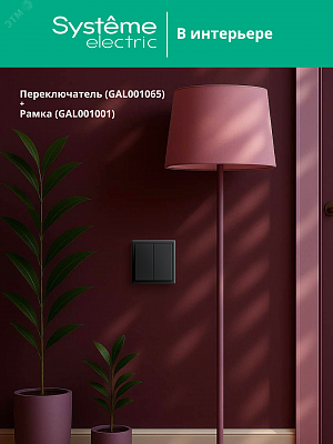 Переключатель 2-клавишный ArtGallery (сх. 6/2) 10AX механизм карбон Schneider Electric GAL001065