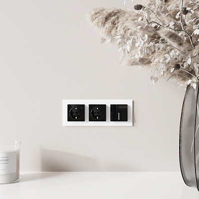 Розетка USB тип A+C Werkel черный акриловый a064044