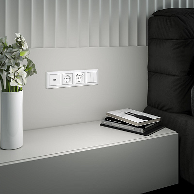 Розетка с заземлением и USB Werkel белые a056272