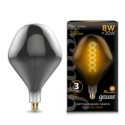 Лампа Gauss Filament SD160 8W 300lm 2400К Е27 LED 163802008 (3 шт)
