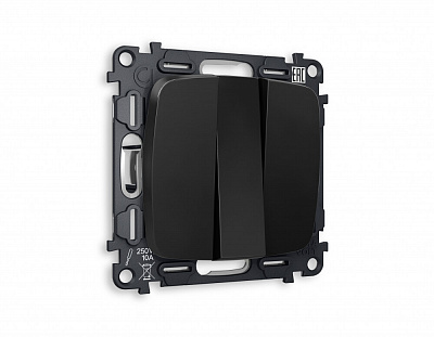 Комплект механизма 3-клавишного выключателя OMEGA MO805010 Черный матовый QUANT