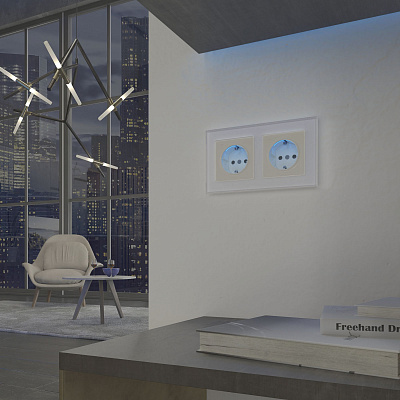 Розетка с подсветкой Werkel слоновая кость a054522