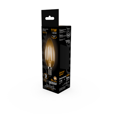 Лампа Gauss Filament Свеча 11W 810lm 2700К Е14 LED 103801111 (20 шт)