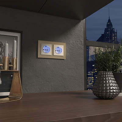 Розетка с подсветкой Werkel слоновая кость a054522