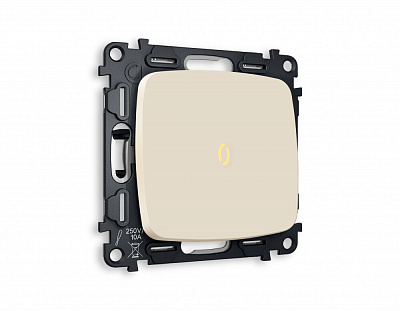 Комплект механизма 1-клавишного выключателя с подсветкой 3200K OMEGA MO322010 Бежевый матовый QUANT