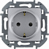 Розетка 2К+З со шторками алюминий Legrand Inspiria 673732