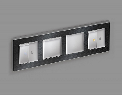 Комплект механизма 1-клавишного выключателя ALFA MA401010 Серебро глянец QUANT