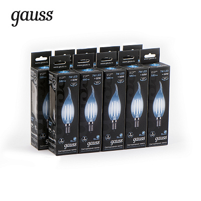 Лампа Gauss Filament Свеча на ветру 7W 580lm 4100К Е14 LED 104801207 (2 шт)