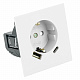 Розетка 1-местная з/ш с/з 16А + USB + Type C (механизм), STEKKER Мия, 250В, 20W, RST16-3119-01, белая магнолия