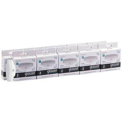 Упаковка светодиодных ламп 10 шт Gauss Elementary GX53 9W 680lm 4100K LED 83829