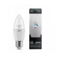Лампа светодиодная диммируемая E27 6W 4100К свеча прозрачная 103202206-D