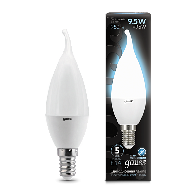 Лампа Gauss Свеча на ветру 9.5W 950lm 4100K E14 LED 104101210 (15 шт)