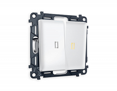 Комплект механизма 2-клавишного выключателя с подсветкой 3200K ALFA MA124010 Белый матовый QUANT