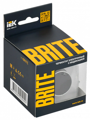 Термостат электронный с индикацией IEK Brite ТС10-1-БрА алюминий BR-RT11-K47