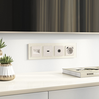 Накладка для двойной розетки RJ-45 Werkel перламутровый рифленый a051176