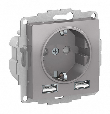 Розетка с 2xUSB SE AtlasDesign алюминий ATN000330